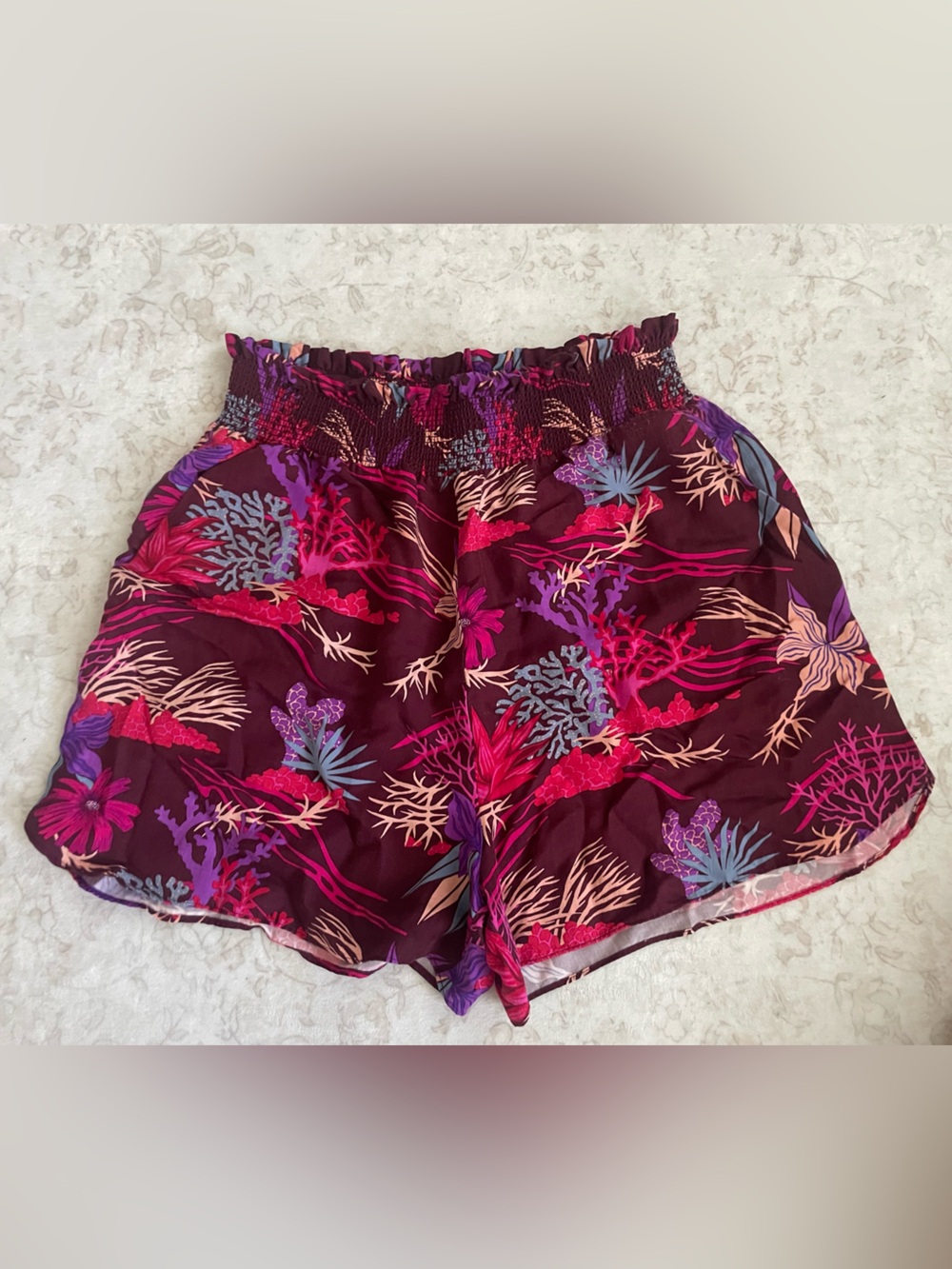 Scotch & Soda Burgundy Floral Print Women's Shorts